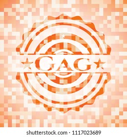 Gag abstract orange mosaic emblem with background
