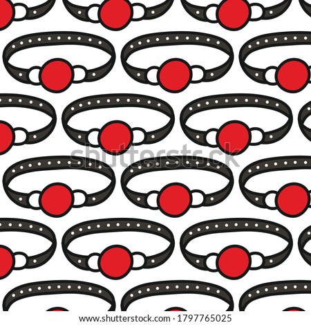 gag ball seamless doodle pattern, vector illustration
