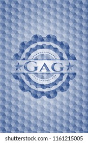 Gag blue emblem with geometric pattern.