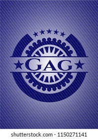 Gag emblem with jean background