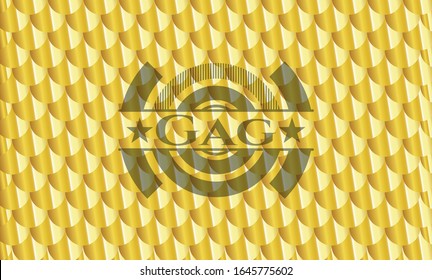 Gag golden emblem. Scales pattern. Vector Illustration. Detailed.