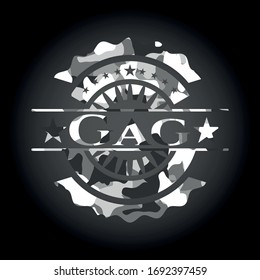 Gag grey camouflage emblem. Vector Illustration.