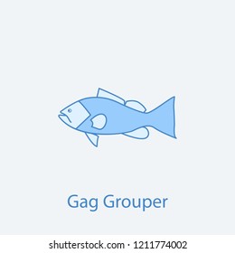 Gag Grouper 2 Colored Line Icon. Simple Light And Dark Blue Element Illustration. Gag Grouper Concept Outline Symbol Design From Fish Set