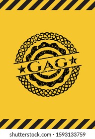 Gag inside warning sign, black grunge emblem. Vector Illustration. Detailed.
