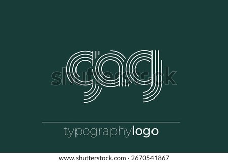 GAG modern geometric typography logo. Modern and stylish composition featuring a monochromatic typography logo illustration designed with intricate lines.