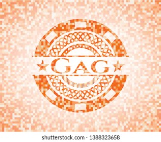 Gag orange mosaic emblem. Vector Illustration. Detailed.