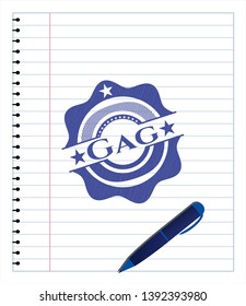 Gag pen effect. Blue ink. Vector Illustration. Detailed.