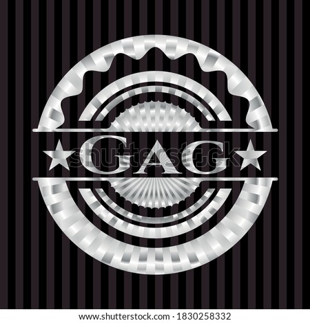 Gag silvery emblem or badge. Vector Illustration. Mosaic. 