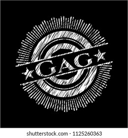 Gag written on a chalkboard