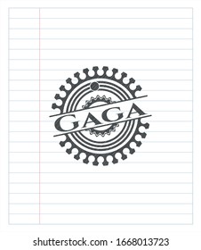 Gaga-Emblem in Bleistift gezeichnet. Vektorillustration Illustration. Detaillierte Angaben.