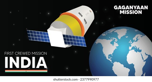 Gaganyaan on space with earth vector poster
