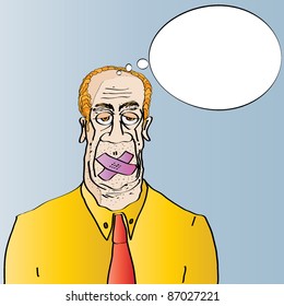 Gagged Man Vector with Message Board