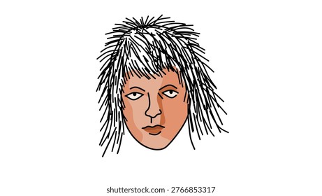 Gaia portrait, flat vector illustration
