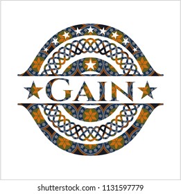 Gain arabic emblem background. Arabesque decoration.