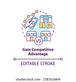 Gain competitive advantage concept icon. Customer engagement platform importance abstract idea thin line illustration. Isolated outline drawing. Editable stroke. Arial, Myriad Pro-Bold fonts used