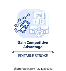 Gain competitive advantage light blue concept icon. Customer engagement platform abstract idea thin line illustration. Isolated outline drawing. Editable stroke. Arial, Myriad Pro-Bold fonts used