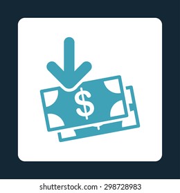 Gain icon from Commerce Buttons OverColor Set. Vector style is blue and white colors, flat square rounded button, dark blue background.