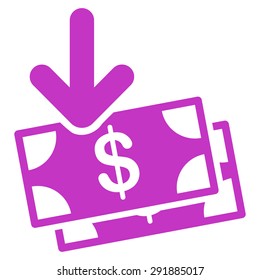 Gain icon from Commerce Set. Vector style: flat symbol, violet color, rounded angles, white background.