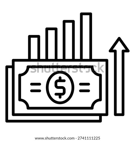Gain icon editable stroke with money graph