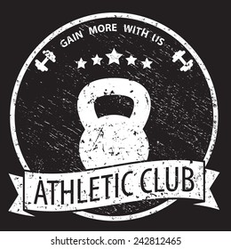 gain more with us vintage scratched emblem vector illustration, eps10, easy to edit