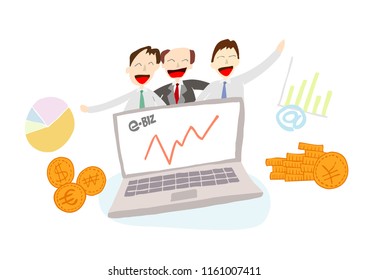 Gain profits by importing and exporting transactions through the computer network.Business is thriving.Employees' efforts increase profits.