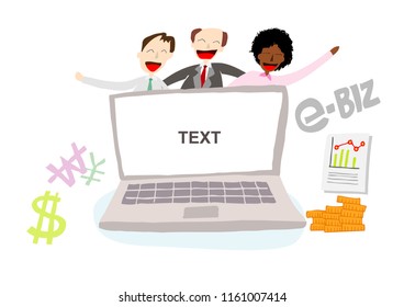 Gain profits by importing and exporting transactions through the computer network.Business is thriving.Employees' efforts increase profits.