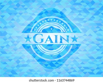 Gain realistic sky blue mosaic emblem