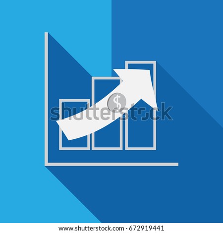 the gain of Salary / compensation increasing - background / sign symbol with long shadow design