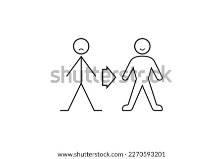 Gain weight icon vector or Gain weight vector illustration in flat style. Vector illustration for design of weight gain from skinny to ideal weight. body weights change vector.