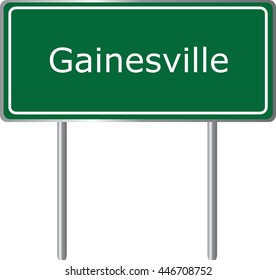  Gainesville, Florida, Road Sign Green Vector Illustration, Road Table, USA City