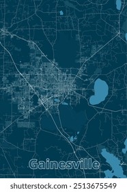 Gainesville, Florida USA artistic blueprint map poster