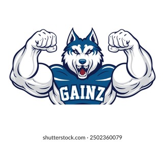 Gainz University logo features a powerful husky wearing a sports jersey symbolizing strength