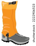 Gaiters for trekking boots. Trekking equipment. Hand drawn vector illustration. Suitable for website, stickers, postcards.