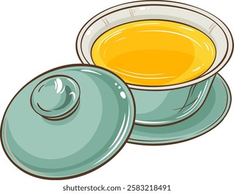 gaiwan isolated colored detailed illustration