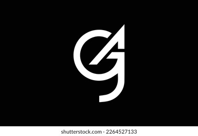 GAJ geometric monogram. Stylized lettering logo in abstract, modern, architectural, corporate style. Typographic icon with letter g, letter a and letter j isolated on dark background