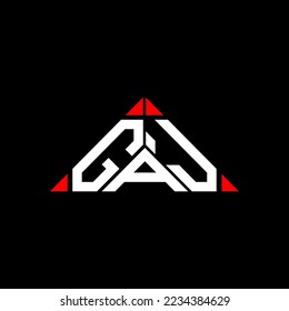 GAJ letter logo creative design with vector graphic, GAJ simple and modern logo in round triangle shape.