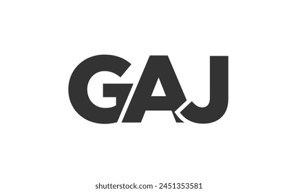 PLANTILLA de diseño de logotipo GAJ con texto fuerte y moderno en negrita. Logotipo de Vector inicial basado en tipografía simple y mínima. Identidad de empresa de moda ideal para la presencia de marca de negocios.