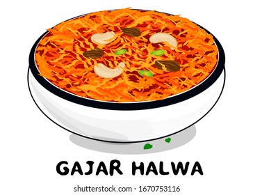 Gajar Halwa Or Carrot Halwa Indian Punjabi Food Vector