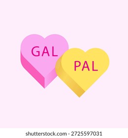 Gal Pal doces corações. Desenho vetorial de Valentim doces corações. Ilustração do coração doce.
