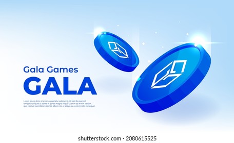 Gala coin banner. GALA coin cryptocurrency concept banner background.