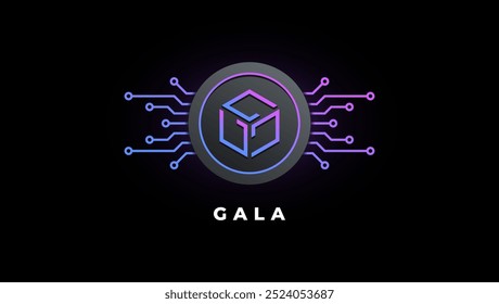 Gala cryptocurrency logo vector illustration for background or banner.