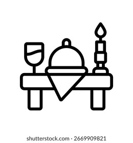 Ilustração vetorial do contorno do ícone do jantar de gala