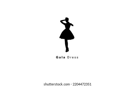 Gala Dress Lady Fashion Vector Logo Design