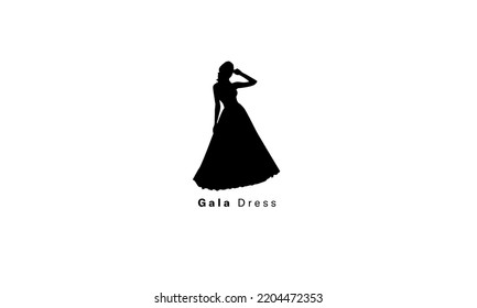 Gala Dress Lady Fashion Vector Logo Design