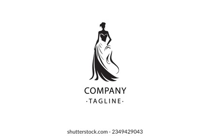 Gala Dress lady fashion vector black logo design white background