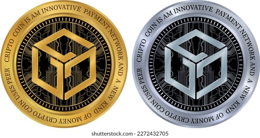 dibujo del logo de la moneda virtual de los juegos de gala. vectores.