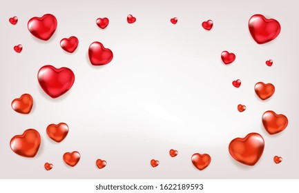 Gala white background with red heart shape balloons