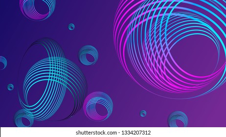 Galactic abstraction. Made of oval-shaped, brightly-blue and pinkish colors. The background consists of dark shades.