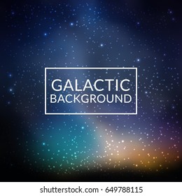 Galactic Background - Dark and colorful sky with shiny stars and frame for text