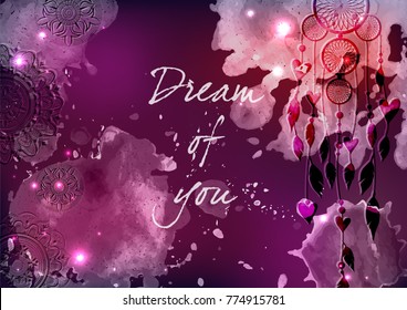Galactic background. Postcard Valentine s Day